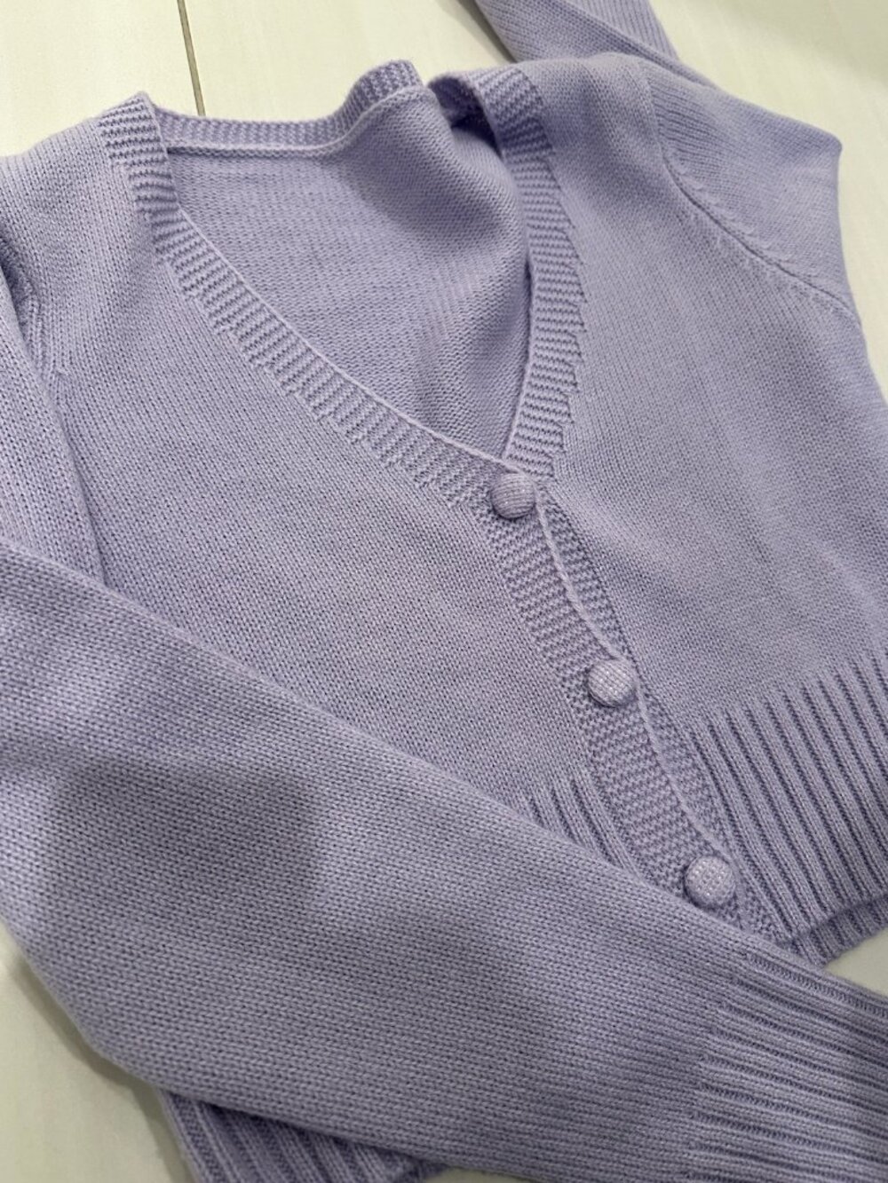 verdusa knitted crop cardigan sweater light purple size M